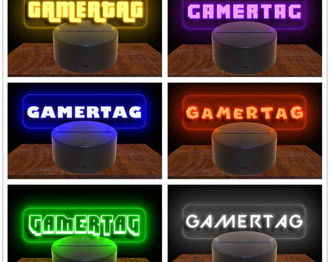 275001e Personalized Gamertag Custom Made Neon Gamer Tag Streamer Night Light Sign Gaming Zone Home Decor Man Cave Display 16 Colors Remote