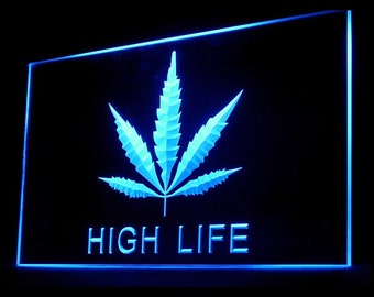 220008 Marijuana Hemp Leaf High Life Fabulous Shop Store Open