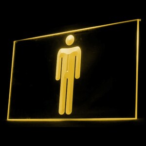 120035 maschio ragazzo gentiluomo toilette bagno ristorante centro commerciale arredamento display luce al neon segno