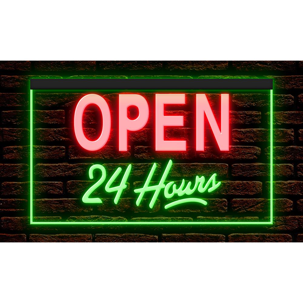 24時間営業のLEDネオンサイン、バーショップの装飾、デュアルカラー 
