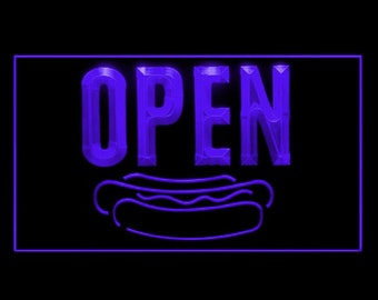 110234 OPEN Hot Dogs Cafe Shop Fast food Decor Display LED Light Neon Sign