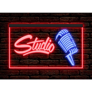 Letrero de neón LED para estudio, grabación de audio en vivo, decoración, doble color.