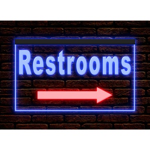 DC120169 Restrooms Right Hand Side Arrow Toilet For Shop Store Cafe Restaurant Home Decor Display LED Night Light Neon Sign Dual Color