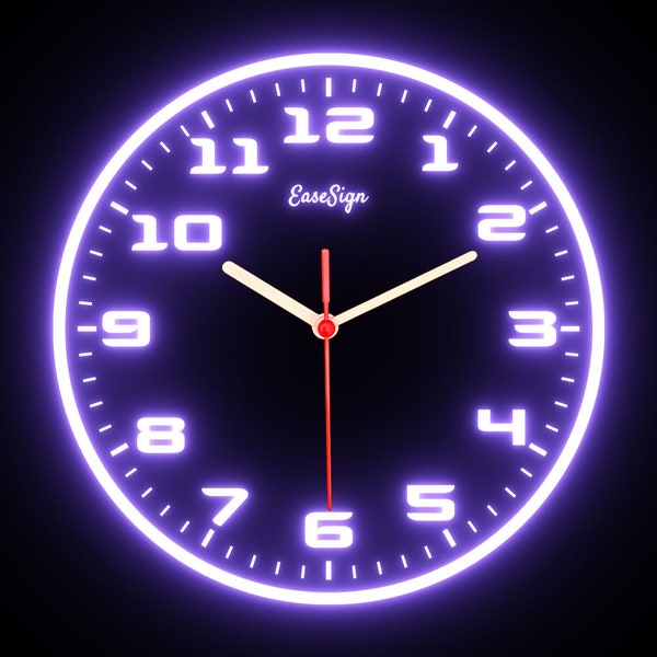 25ck0012 EaseSign Home Decor Living Room Colorful LED Flexible Flex Neon Wall Clock 7 Different Colors Available 10"