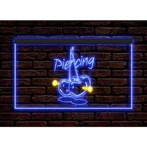 Piercing Tattoo Studio Shop Store Workshop podświetlany wyświetlacz świetlny neonowy dwukolorowy