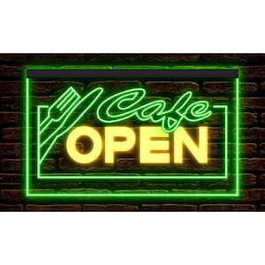 DC110006 Cafe Open Bar Restaurant Coffee Shop Display LED Night Light Neon Sign Dual Color
