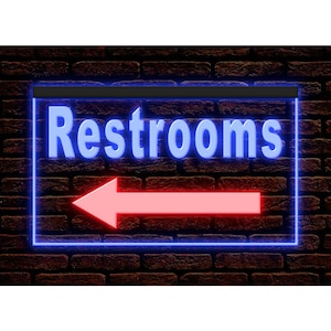 Enseigne néon LED pour toilettes, toilettes pour restaurant, café, bar, décoration de pub, éclairage lumineux bicolore