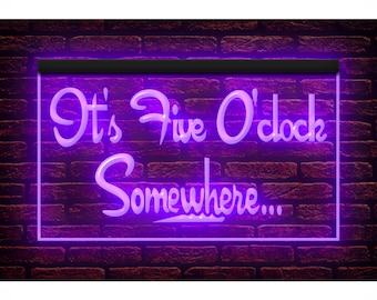 170038 It's 5 O'Clock Somewhere Bar Pub Happy Hour Shop Open Home Decor Display LED Night Light Neon Sign