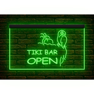 170002 OTWARTY Tiki Bar Parrot Pub Beer Pub Wystrój domu Wyświetlacz LED Światło nocne Neon Znak