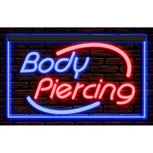 100018 Body Piercing Tattoo Shop Studio Open Display LED Light Neon Sign 7 Colors or 16 Colors By Remote or 13 Sets Dual Color