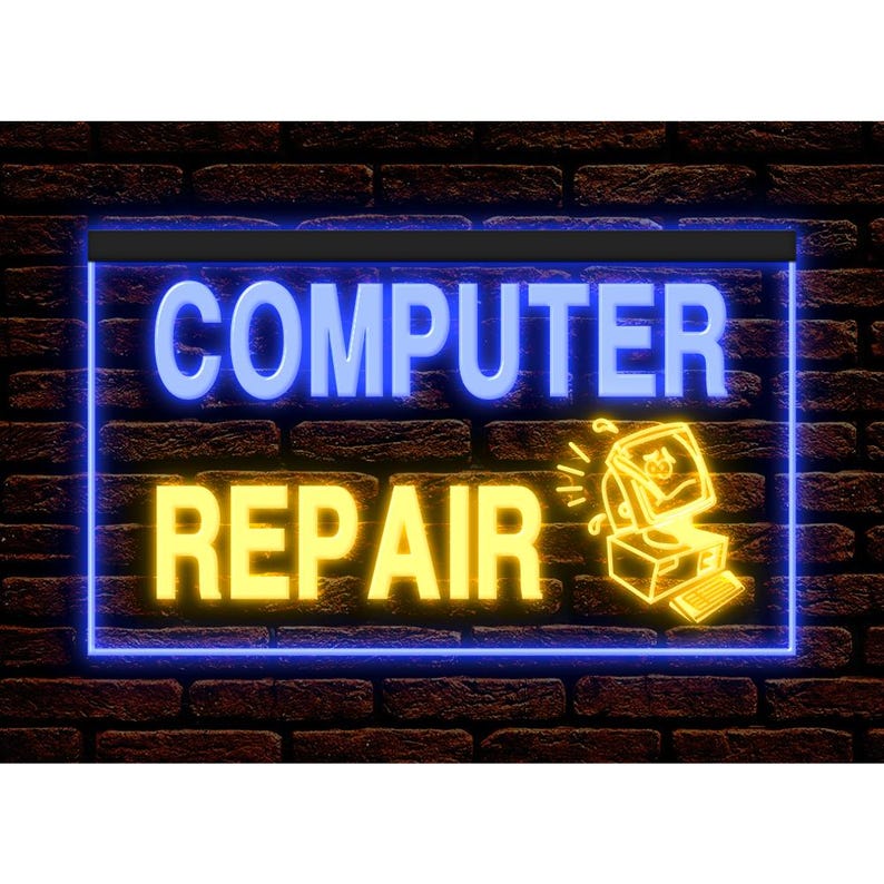 Computer Repair LED Neon Sign, Shop Store Office Business Illuminated ...