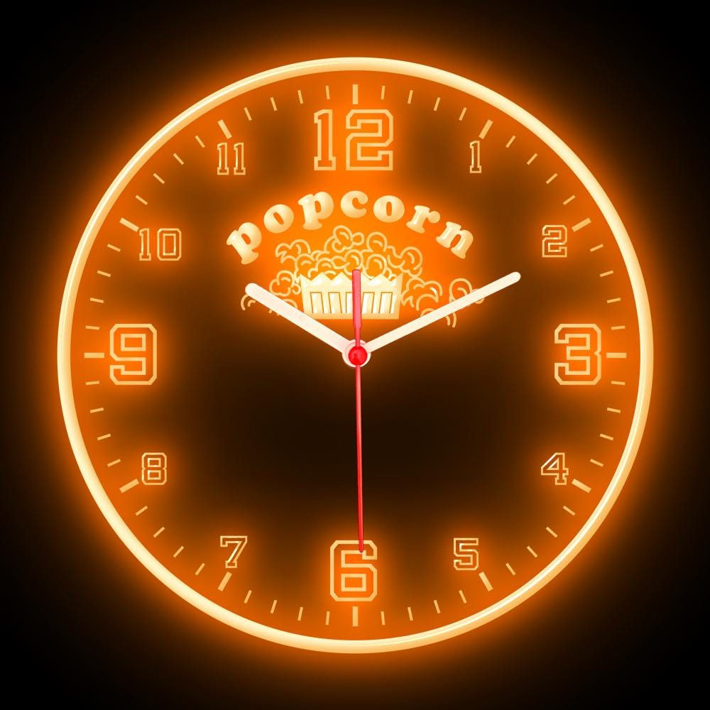 25ck1261 Popcorn Bar Shop Convenience Store Cafe Wall Home Decor Colorful LED Flexible Flex Neon Clock 10"