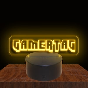 275001e Personalized Gamertag Custom Made Neon Gamer Tag Streamer Night Light Sign Gaming Zone Home Decor Man Cave Display 16 Colors Remote