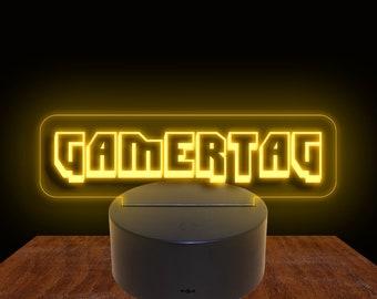 275001e Personalized Gamertag Custom Made Neon Gamer Tag Streamer Night Light Sign Gaming Zone Home Decor Man Cave Display 16 Colors Remote