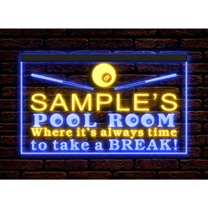 Letrero de neón LED personalizado para sala de billar, decoración de billar personalizada, luz de exhibición iluminada de dos colores