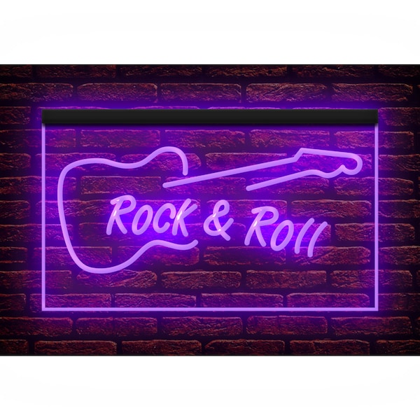 140009 Rock and Roll Guitar Music Band Room Studio Shop Store Open Decor Display LED Light Neon Sign