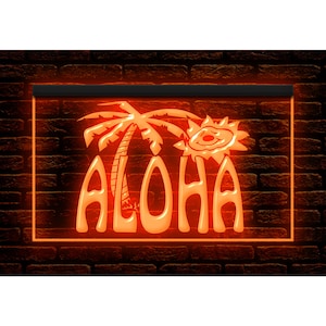 170042 Aloha Hello Palm Tree Pub Bar Beer Shop Store Otwarty wyświetlacz dekoracji domu LED Night Light Neon Sign