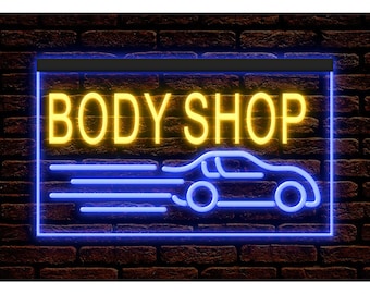 Carrosserie Lavage De Voiture Réparation Auto Professionnel Illuminé Décor Affichage Néon Enseigne Double Couleur