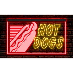 DC110033 Hot Dogs Open Bar Cafe Bakery Shop Display LED Night Light Neon Sign Dual Color