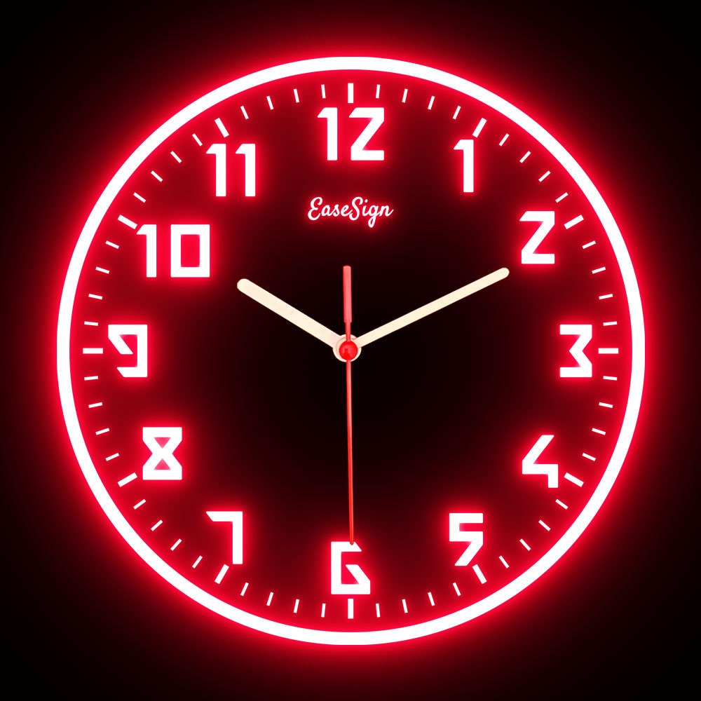 インテリア時計 MordenRetroRoundCornerClock(Black&Red) 電波時計