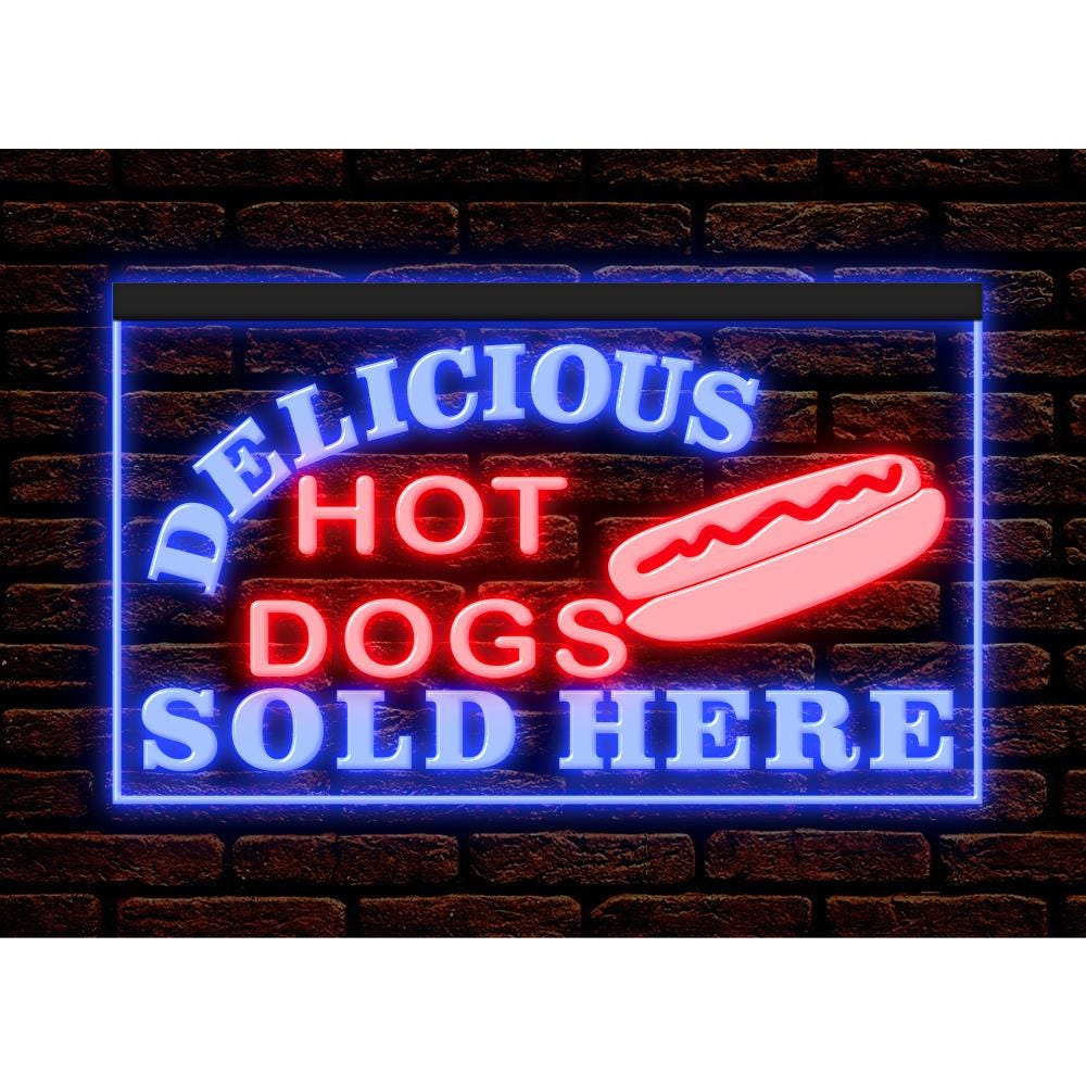 Hot Dog Sold Here LED Neon Sign, Fast Food Decor Illuminated