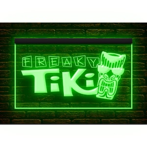 170075 Freaky Tiki Bar Mask Pub Beer Open Home Decor Display LED Light Neon Sign