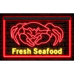 110003 Fresh Seafood Crab Restaurant Cafe Market Decor Display LED Light Neon Sign 7 Colors or 16 Colors By Remote or 13 Sets Dual Color
