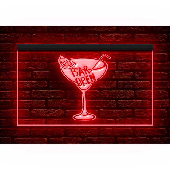 170081 Tropical Cocktail Bar Open Martini Home Decor Display Accessible LED Light Neon Sign