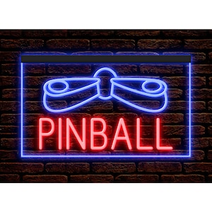 DC130028 Pinball Bar Pub Club Game Room Open Shop Store Home Decor Display LED Night Light Neon Sign Dual Color