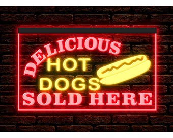 Hot Dog Sold Here LED Neon Sign, Fast Food Decor Illuminated
