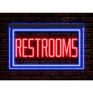 Letrero de neón LED para baños, baño, inodoro, restaurante, cafetería, decoración iluminada, luz de exhibición de dos colores