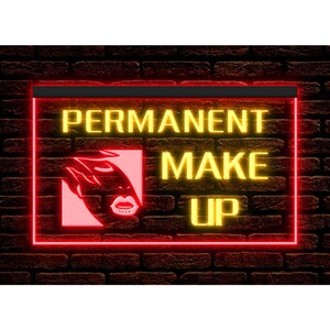 Permanent Makeup LED Neon Sign, Beauty Salon Decor illuminated Display Light Dual Colors