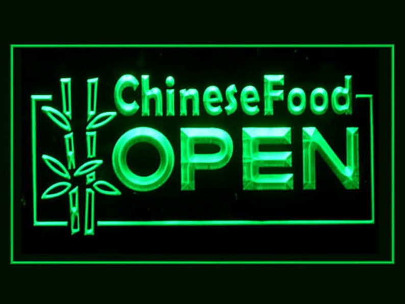 110008 OPEN Chinese Food Bamboo Dim Sum Spring Roll Traditional LED Light Sign
