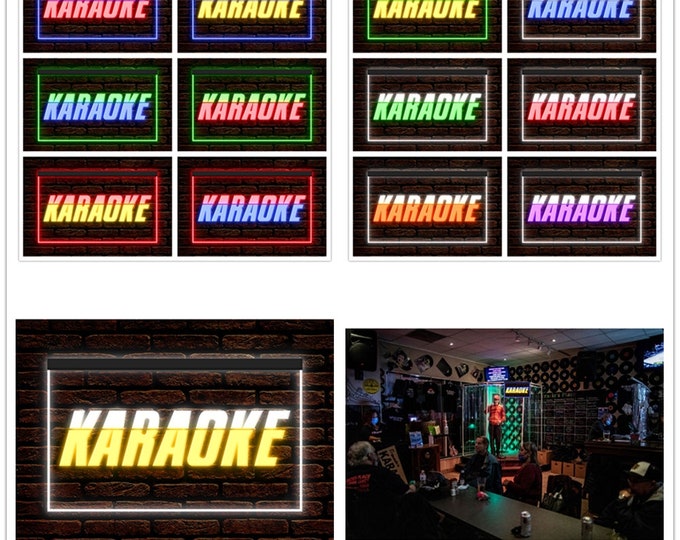 DC140001 Karaoke Pub Bar Lounge Home Decor Display LED Night Light Neon Sign Dual Color