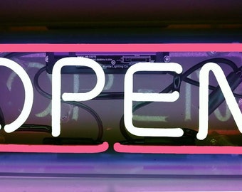 boxneon0011 OPEN Neon Sign with Acrylic Box For Business Shop Store Wall Decor