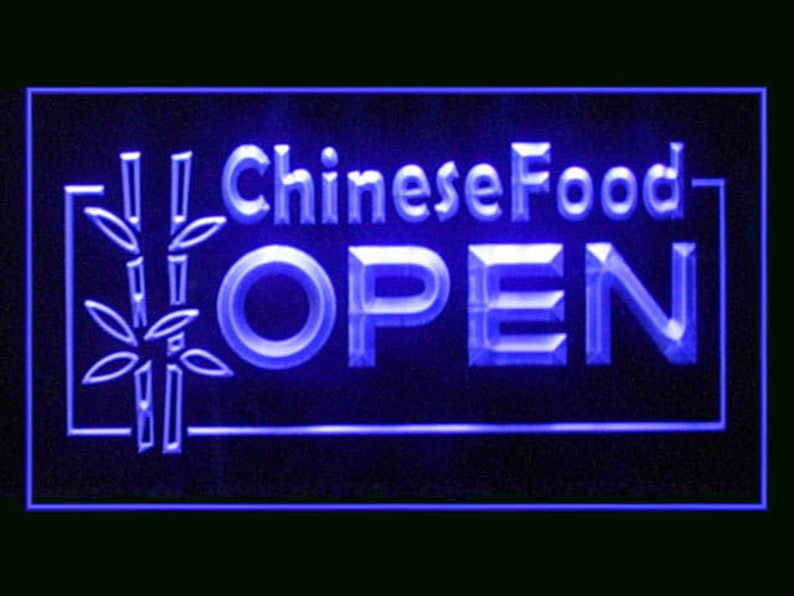 110008 OPEN Chinese Food Bamboo Dim Sum Spring Roll Traditional LED Light Sign