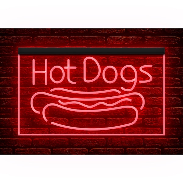 110123 Hot Dogs Shop Cafe Restaurant Comida rápida Decoración para el hogar Pantalla abierta Luz LED Letrero de neón