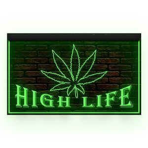 220001 Marijuana Hemp Leaf High Life favoloso negozio Negozio aperto display LED insegna al neon