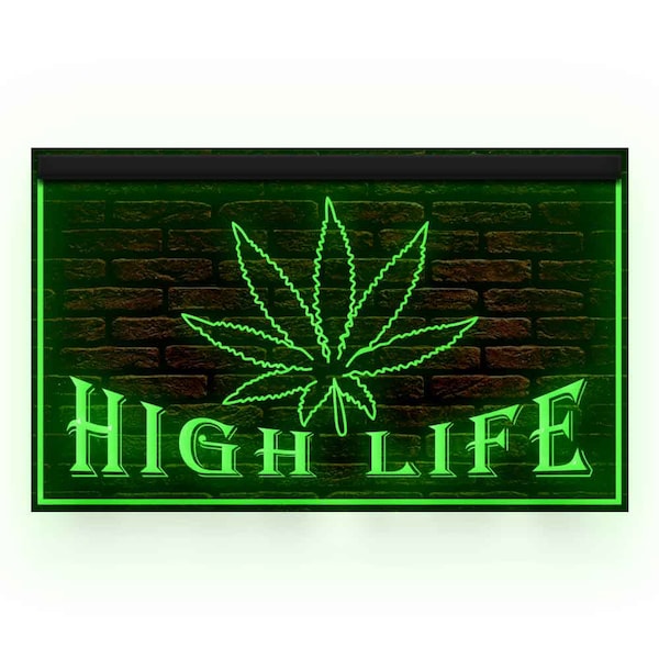 220001 Marijuana Hemp Leaf High Life fabulous Shop Store Open Display LED Light Neon Sign