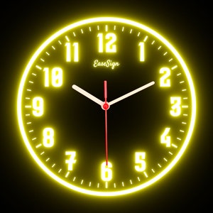 25ck0014 EaseSign Home Decor Living Room Colorful LED Flexible Flex Neon Wall Clock 7 Different Colors Available 10"