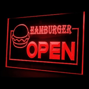 110065 OPEN Hamburger Fast Food Shop Cafe Decor Display Insegna al neon con luce a LED