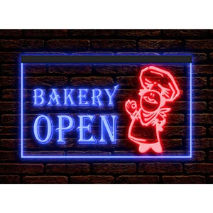 OPEN Bakery Shop Bread Cafe illuminated Decor Display Light Neon Sign Dual Colors