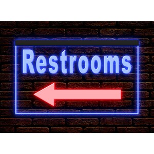 DC120157 Restrooms Left Hand Side Arrow Toilet For Shop Store Cafe Restaurant Home Decor Display LED Night Light Neon Sign Dual Color