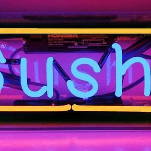 boxneon0020 Sushi Neon Sign with Acrylic Box Japanese Restaurant Bar Home Party Wall Décor