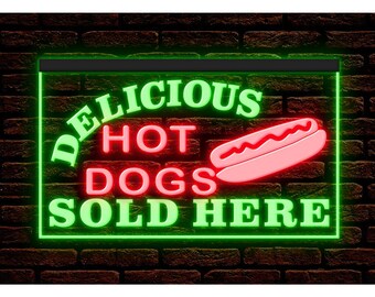 Hot Dog Sold Here LED Neon Sign, Fast Food Decor Illuminated