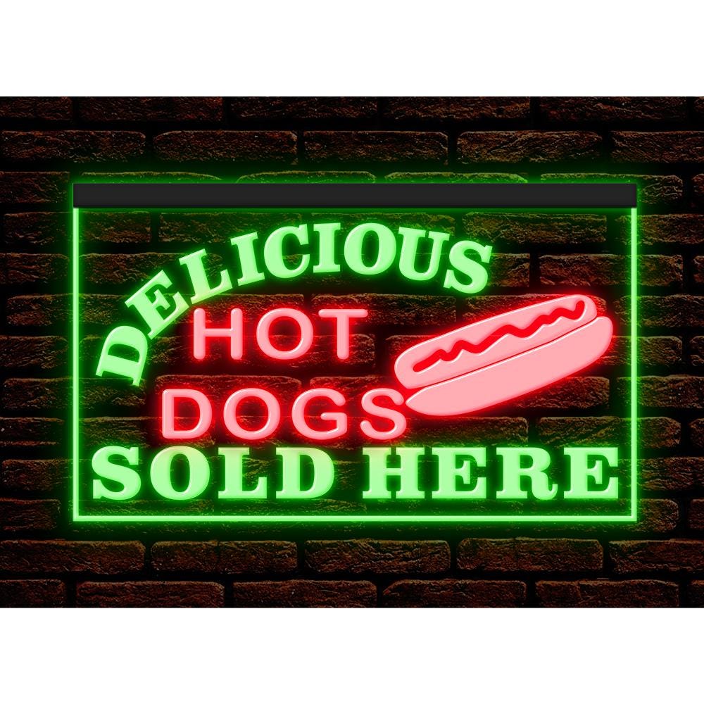Hot Dog Sold Here LED Neon Sign, Fast Food Decor Illuminated