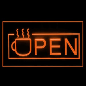 110091 OPEN Coffee Cup Shop Cafe Decor Display LED Light Neon Sign