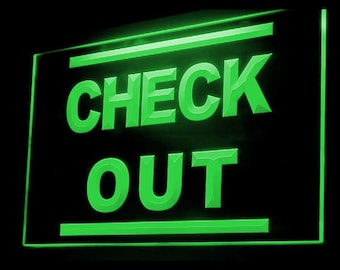 120064 Check Out Hotel Motel Shop Store Center Open Home Decor Display LED Light Neon Sign