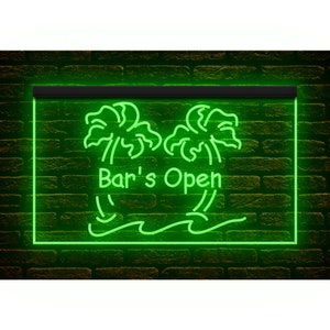 170051 Bar jest otwarty Palm Tree Pub Home Decor Display LED Light Neon Sign