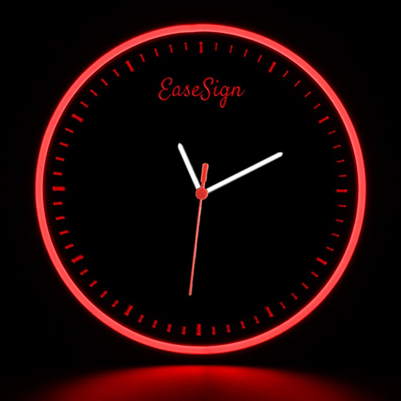 Red Neon Clock 25ck0002gn Easesign Home Decor Game Room Colorful LED Flexible Flex ...